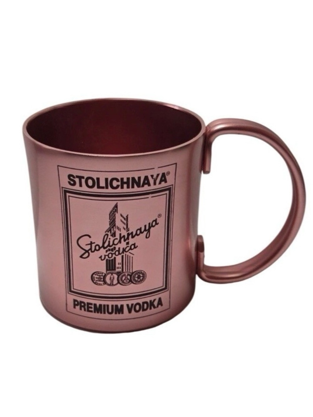 Stoli Vodka Moscow Mule Mug Stolichnaya Metallic Stainless Steel Cup Barware Bar